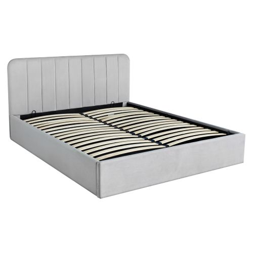 Lit coffre avec sommier relevable 160x200 cm ANNA en velours gris