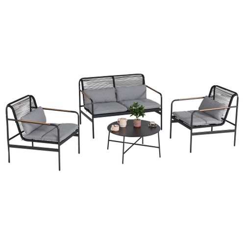 Salon de jardin VIRGINIE noir et gris