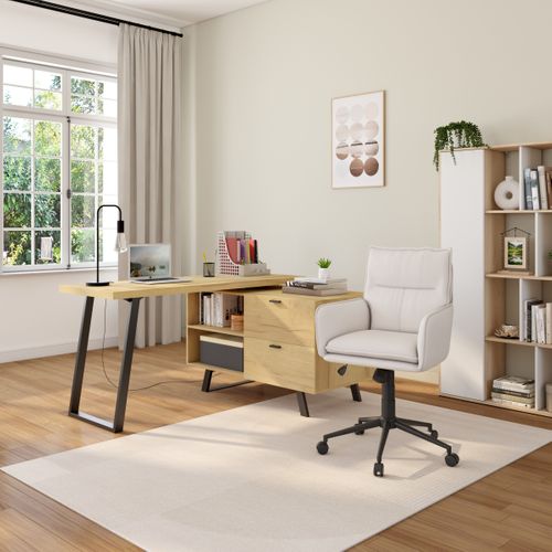 Bureau d'angle modulable CHARLOTTE imitation chêne et noir