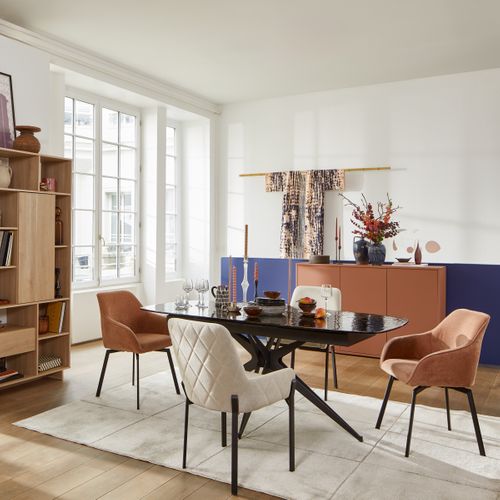 Table verre L. 180/240 BULLE Gris foncé