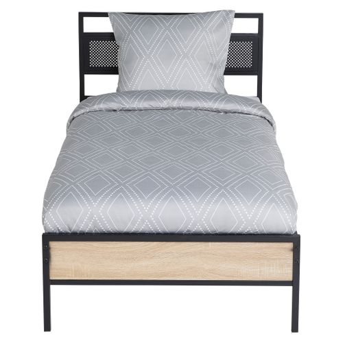 Lit 90x190 cm OSKAR noir et imitation chêne