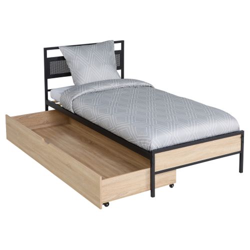 Lit 90x190 cm OSKAR noir et imitation chêne