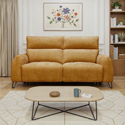 Canapé relax 3 places LYNA tissu orange