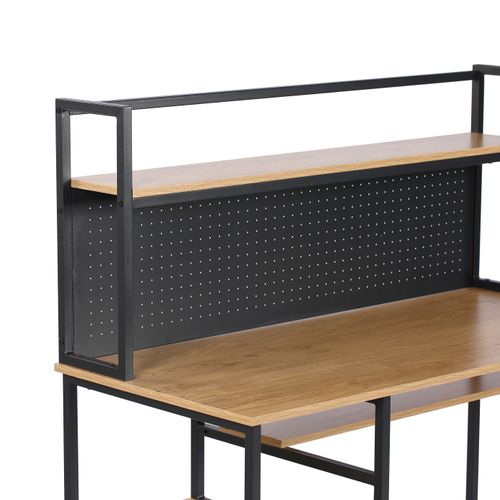 Bureau droit JULIE imitation chêne et métal noir