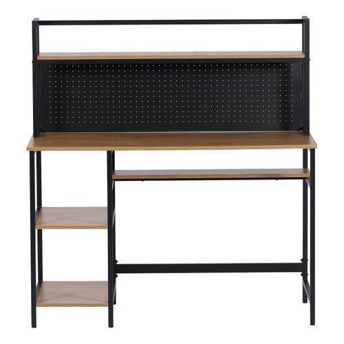Bureau droit JULIE imitation chêne et métal noir
