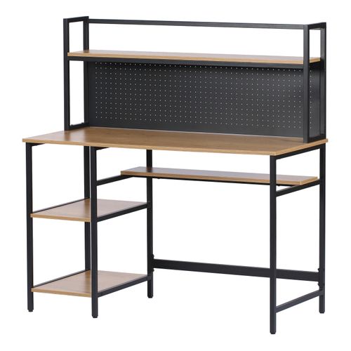 Bureau droit JULIE imitation chêne et métal noir