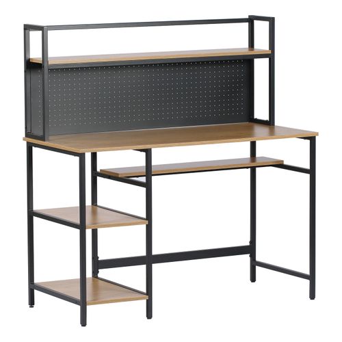 Bureau droit JULIE imitation chêne et métal noir