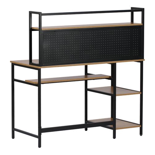 Bureau droit JULIE imitation chêne et métal noir