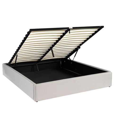 Lit coffre 160x200 cm avec sommier relevable PARMA tissu gris