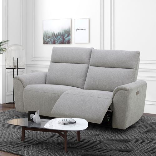 Canapé relax 3 places élec. LOANE tissu beige