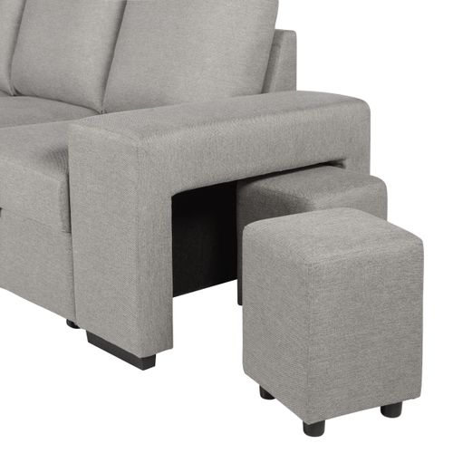 Canapé d'angle gauche convertible LAURENCE tissu gris clair