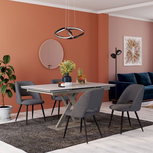 Lot de 2 chaises GABRIELE en tissu gris