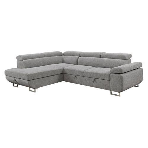 Canapé d'angle gauche convertible SALVADOR tissu gris clair