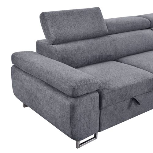 Canapé d'angle droit convertible SALVADOR tissu gris anthracite