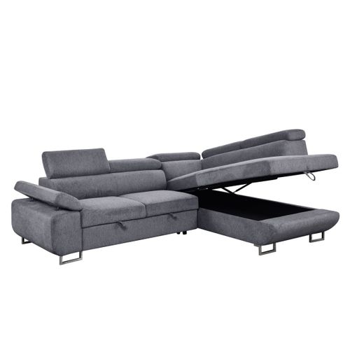 Canapé d'angle droit convertible SALVADOR tissu gris anthracite