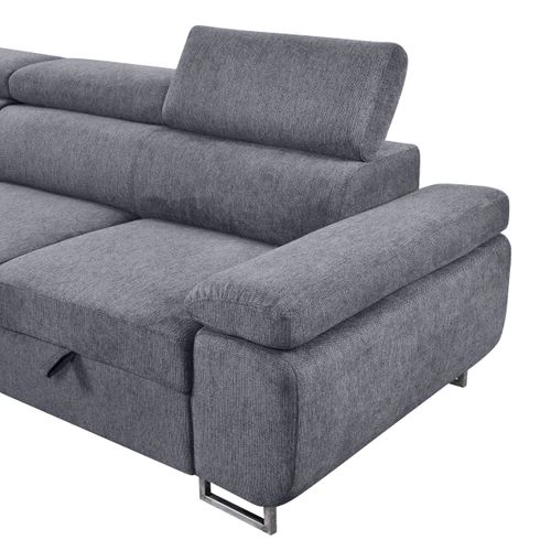 Canapé d'angle gauche convertible SALVADOR tissu gris anthracite