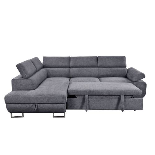 Canapé d'angle gauche convertible SALVADOR tissu gris anthracite