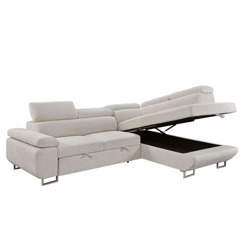 Canapé d'angle droit convertible SALVADOR tissu beige