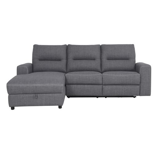 Canapé d'angle gauche relax électrique MAURICE tissu gris