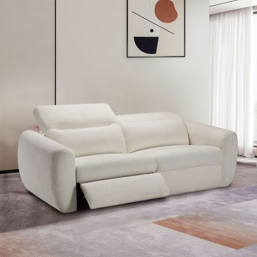 Canapé 3 places 2 relax électriques NELLY tissu blanc cassé