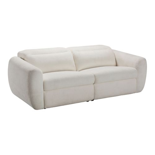 Canapé 3 places 2 relax électriques NELLY tissu blanc cassé