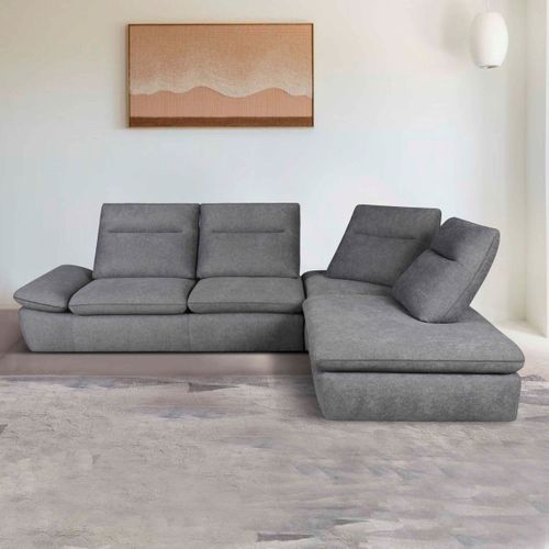 Canapé d'angle relax angle droit UNIQUE tissu gris