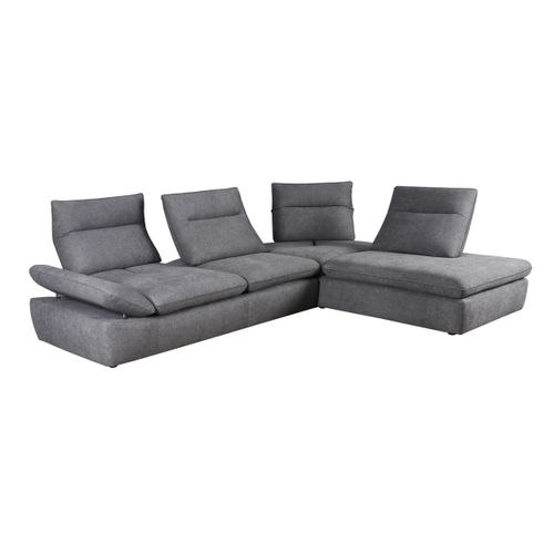 Canapé d'angle relax angle droit UNIQUE tissu gris