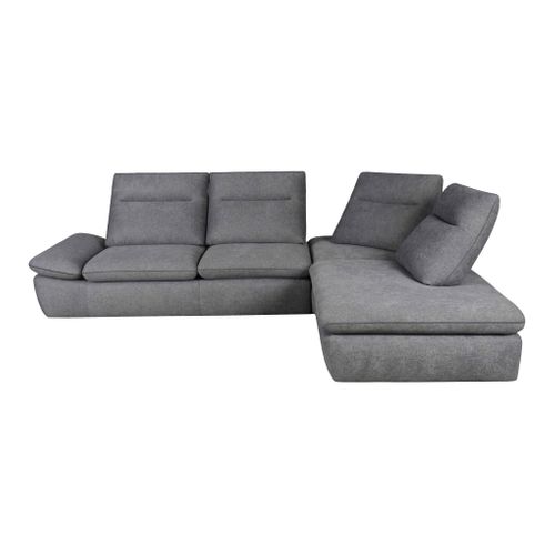Canapé d'angle relax angle droit UNIQUE tissu gris