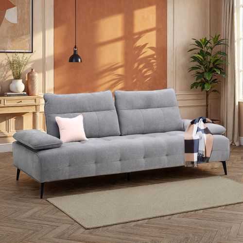 Canapé relax 3 places PIERRE tissu gris clair