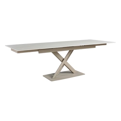 Table céramique L. 160/240 EVORA allonges imitation travertin