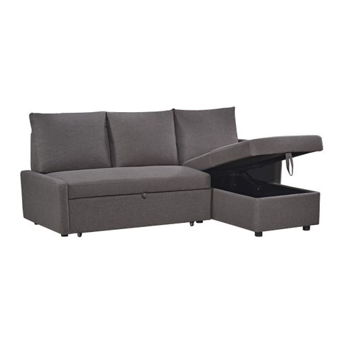 Canapé d'angle convertible méridienne réversible CAMPUS tissu gris foncé