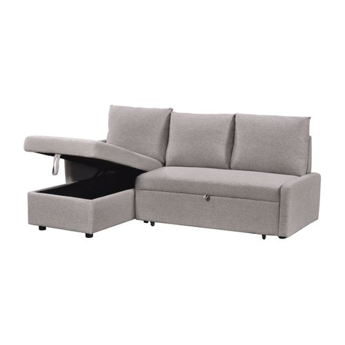 Canapé d'angle convertible méridienne réversible CAMPUS tissu gris clair