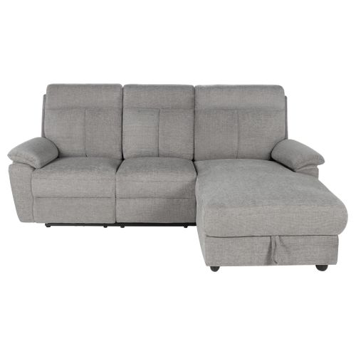 Canapé d'angle droit relax électrique CARA tissu gris