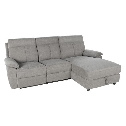 Canapé d'angle droit relax électrique CARA tissu gris