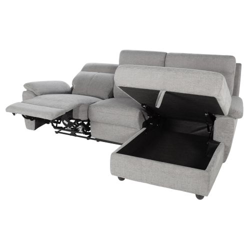 Canapé d'angle droit relax électrique CARA tissu gris