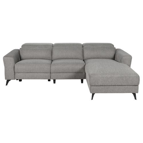 Canapé d'angle droit relax électrique CARLOS tissu gris