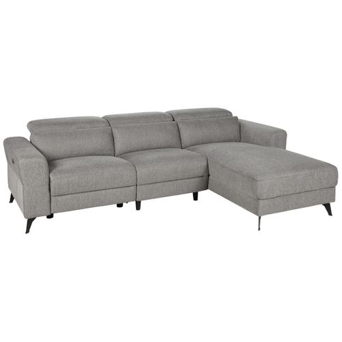 Canapé d'angle droit relax électrique CARLOS tissu gris