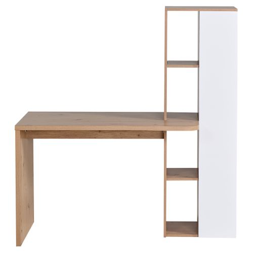 Bureau avec bibliothèque NOAH imitation chêne et blanc