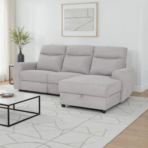 Canapé d'angle relax droit ENGLO tissu gris clair