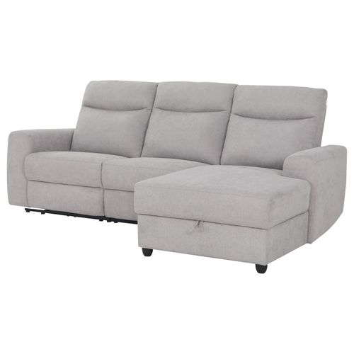 Canapé d'angle relax droit ENGLO tissu gris clair