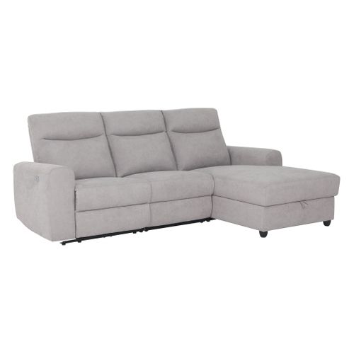 Canapé d'angle relax droit ENGLO tissu gris clair