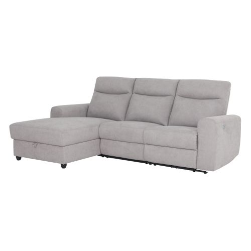 Canapé d'angle relax gauche ENGLO tissu gris clair