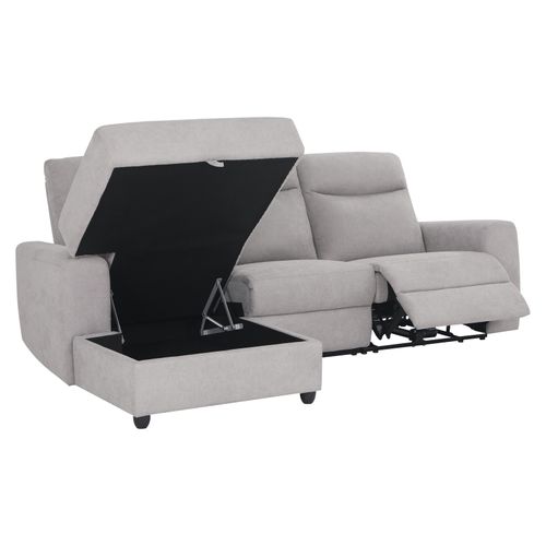 Canapé d'angle relax gauche ENGLO tissu gris clair