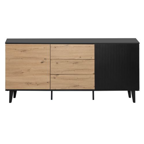 Buffet 2 portes 3 tiroirs L.170cm FABIEN imitation chêne et noir