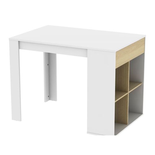 Ilot central H.90cm ERIC imitation chêne et blanc