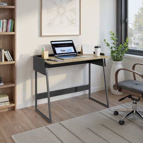 Bureau ENZO imitation chêne et noir