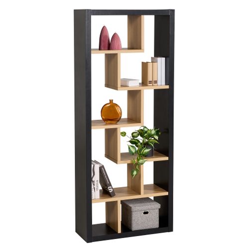 Bibliothèque séparation MEGAN imitation chêne et noir