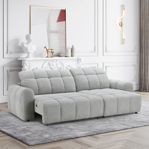 Canapé relax électrique CHARLES méridienne droite gris clair