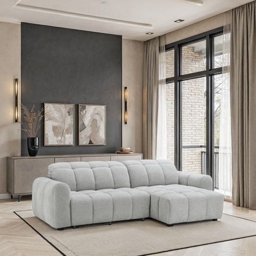 Canapé relax électrique CHARLES méridienne droite gris clair