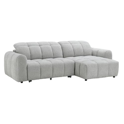 Canapé relax électrique CHARLES méridienne droite gris clair